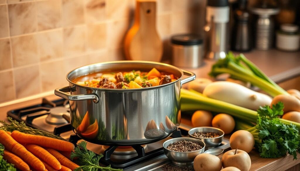 Beef and Vegetable Soup Preparation