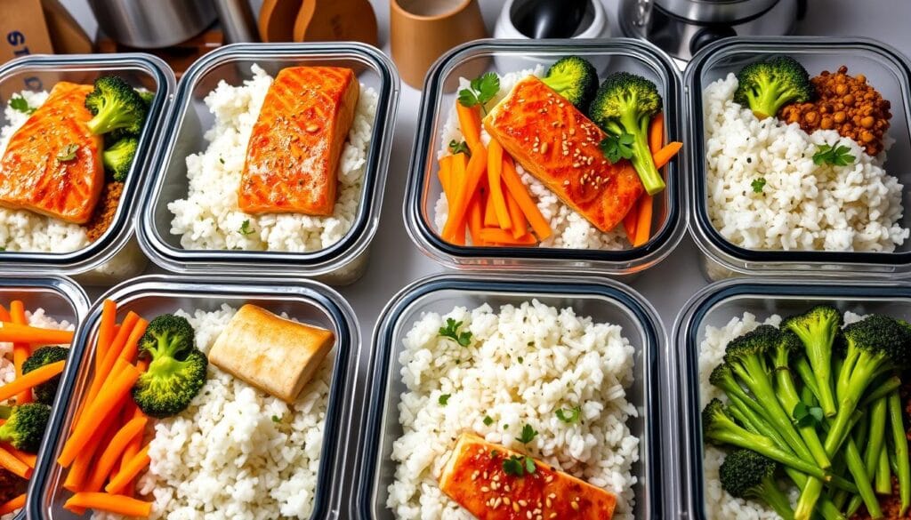 Salmon Rice Bowl Meal Prep Storage