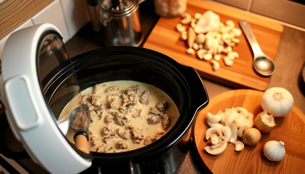 easy crock pot beef stroganoff